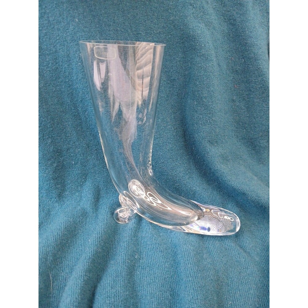 Krosno Poland Designer Series Clear Glass Horn of Plenty 7.5" Vase
